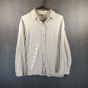 Divided By H&M Button Down Collared Shirt Women S Loose Fit Tan Linen Cover Up